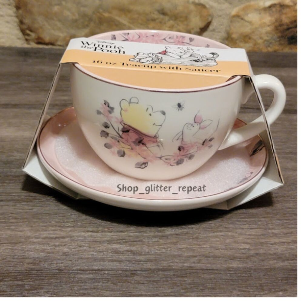 NWT Teacup and Saucer Winnie the Pooh and Piglet Cherry Blossom